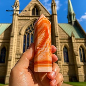 Carnelian Tower Obelisk: Sacral Chakra Healing Crystal - 3.5 Inches