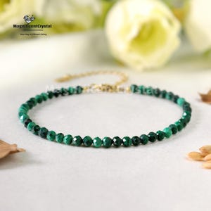 Handmade Malachite Gemstone Bracelet: Green Crystal Healing Jewelry