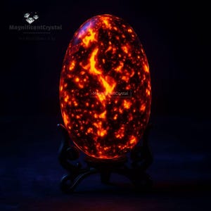 Yooperlite Palm Stone: Natural UV Glowing Emberlite Healing Crystal