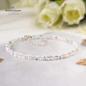Howlite Stone Choker: Sterling Silber, Kronenchakra Heilung