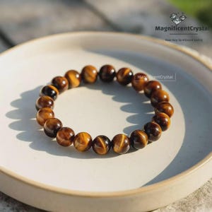 Tiger Eye Stone Bracelet, Handmade Gold Gemstone Jewelry, Spiritual Protection Bracelet, Boyfriend Husband Dad Birthday Gift For Him Her
