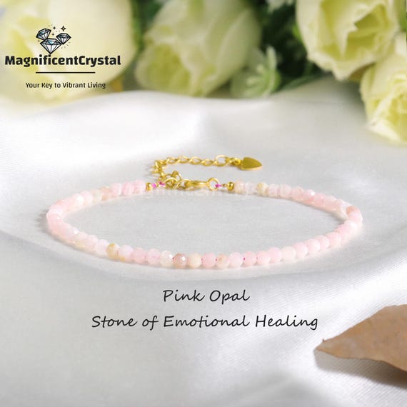 フェミニストブレスレット、ピンクオパールクリスタルブレスレット