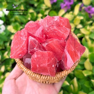Raw Cherry Quartz Stone: Natural Rough Gemstones, Mineral Specimens, Crystal Rocks Decor