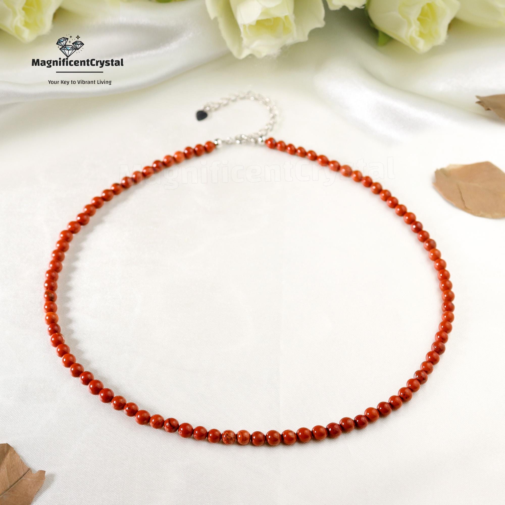 Natural Red Jasper Gemstone Choker, Minimalist Red Stone Queen Necklace, Healing Crystal Waterproof Jewelry, Spiritual Energy Gift for Her
