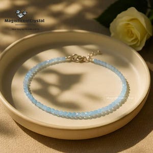 Blue Topaz Choker: Sterling Silver Bead Necklace, September Birthstone