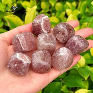 5PCS Strawberry Quartz Tumbled Stones, Healing Crystal for Love & Heart Chakra, Pink Gemstones for Manifestation, Spiritual Energy Crystals