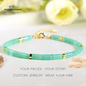 Grünes Aventurin Armband: Verstellbares Boho Schmuckset