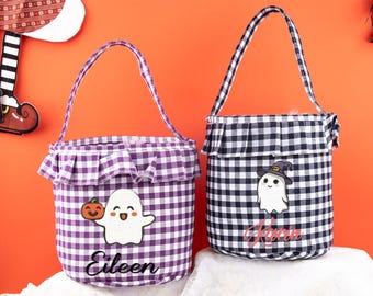 Gepersonaliseerde Trick or Treat-tas voor Halloween, snoepzakje met borduursel