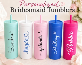 Vaso personalizado para damas de honor, vaso personalizado para la fiesta de bodas con tapa y pajita, regalo para pedirle a una dama de honor que sea su dama de honor, vasos para la despedida de soltera.