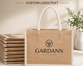Custom Logo Burlap Bags, Corporate Gift Bags, Bulk Logo Jute Bags, Small Business Gift Packaging, Event Welcome Bags, Bulk Logo Jute Bags