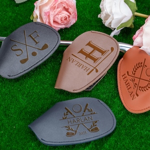 Personalized Golf Club Covers, Leather Golf Head Covers, Golf Iron Cover, Custom Golf Accessory,Custom  Golf Gift, Golf Lover Gift