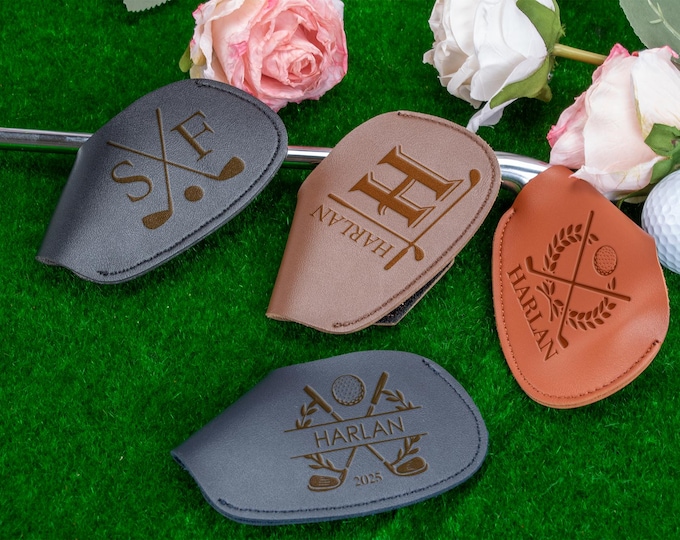 Personalized Golf Club Covers, Leather Golf Head Covers, Golf Iron Cover, Custom Golf Accessory,Custom  Golf Gift, Golf Lover Gift