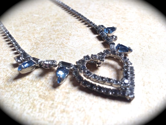 Rhinestone Heart Necklace, Rhinestone Bridal Heart