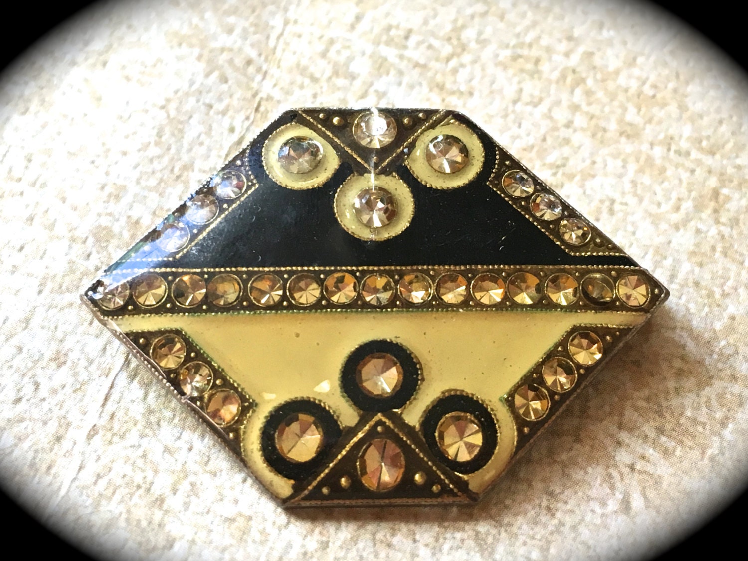 Broche Vintage émaillée Style Popesco - Bijou De Créateur, Occasion, émail Coloré