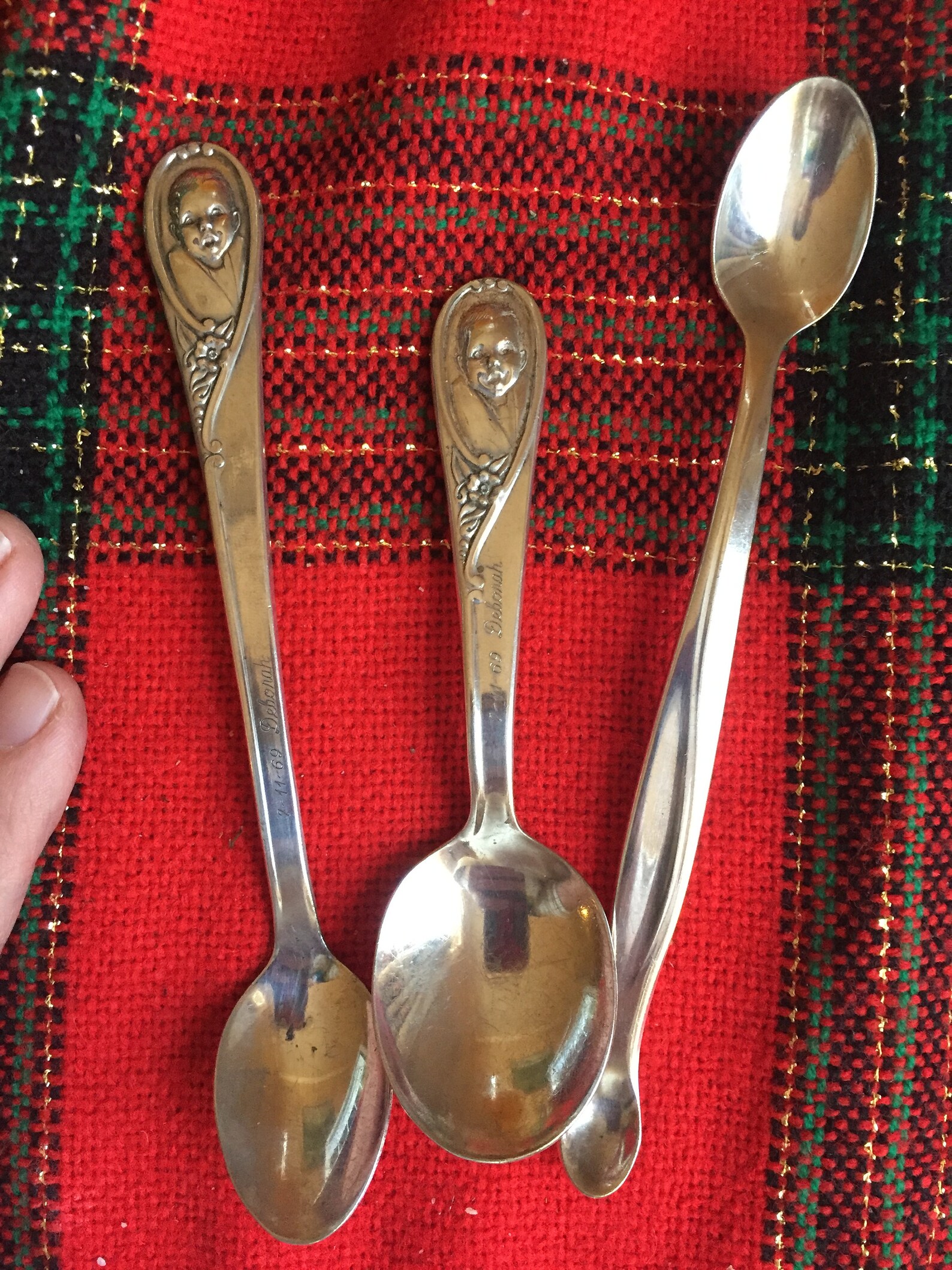 Baby Spoons Newborn gift Engraved Vintage Sterling Silverplate Etsy