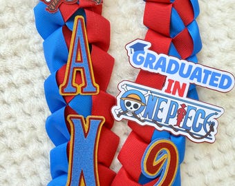 One Piece Graduation Lei Anime Ribbon Lei, Custom Class of 2026 Boy Grad gift