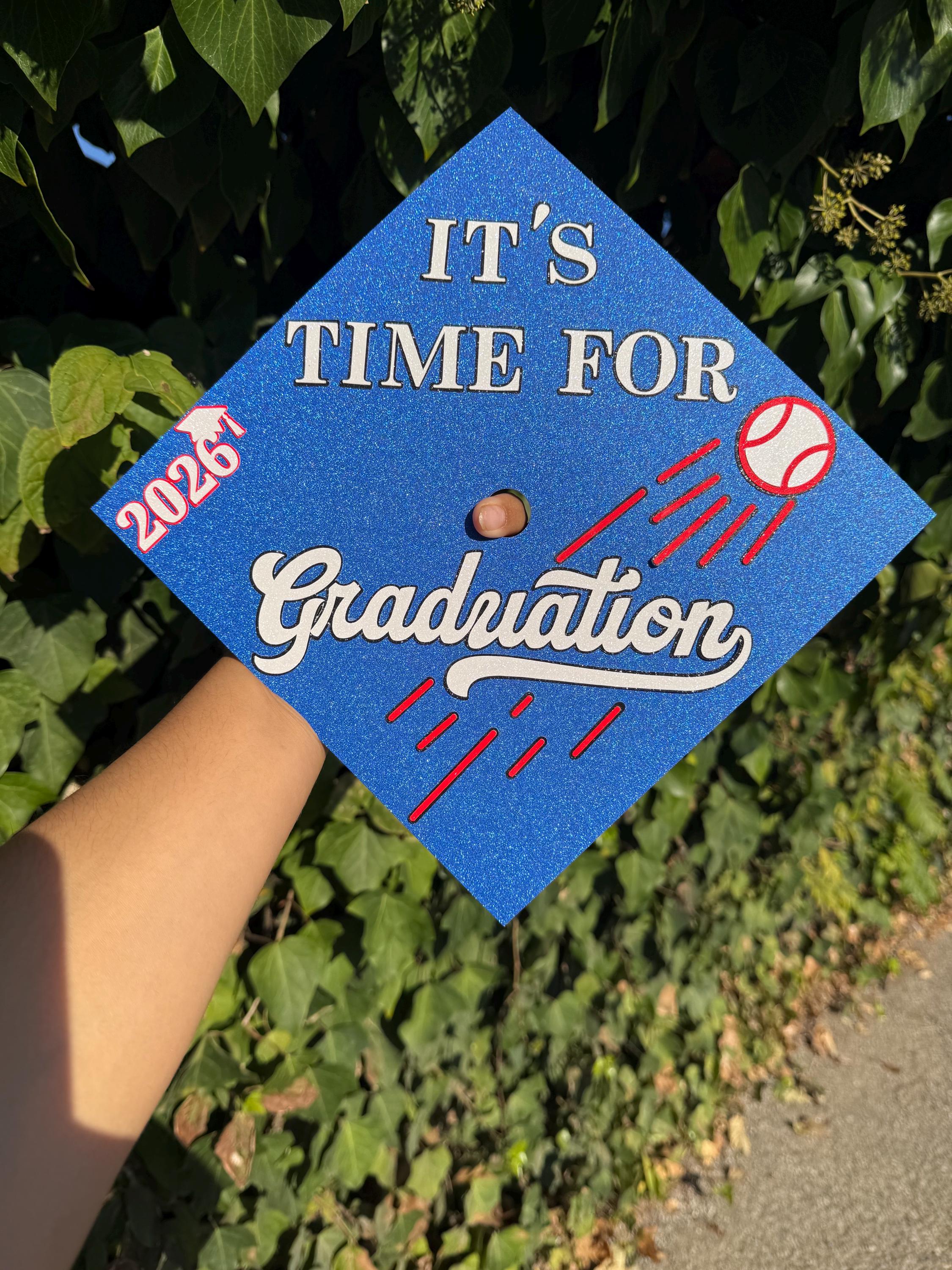 Baseball Graduation Cap Topper, Dodger Blue Glitter, Sports Class of ...