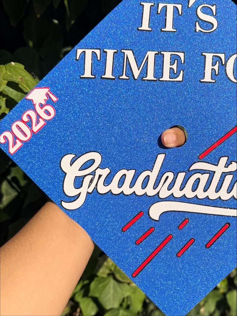 Baseball Graduation Cap Topper, Dodger Blue Glitter, Sports Class of ...