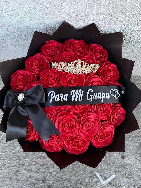 Handmade Red Ribbon Rose Bouquet • Forever Rose Gift • Long-Lasting Floral Arrangement