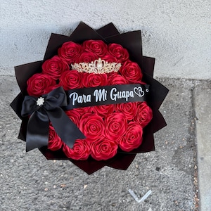 Handmade Red Ribbon Rose Bouquet • Forever Rose Gift • Long-Lasting Floral Arrangement image 7