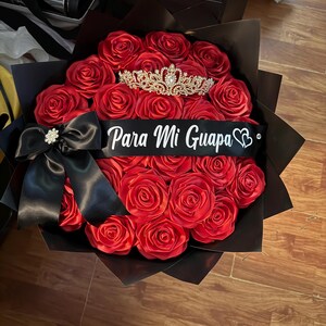 Handmade Red Ribbon Rose Bouquet • Forever Rose Gift • Long-Lasting Floral Arrangement image 6