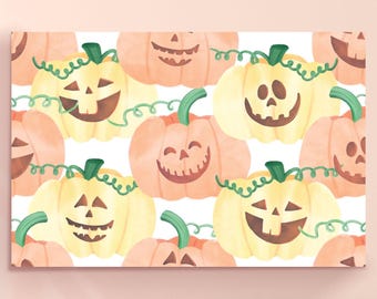 Juego de manteles individuales de papel con diseño de calabazas de acuarela - Decoración de mesa otoñal