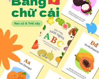Vietnamese Alphabet Book - Fresh Garden ABC: Hand-Drawn Fruits & Vegetables from Vietnam (Digital Download)