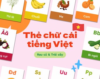 Vietnamese Alphabet Flashcards, Alphabet Flash Cards Printable, ABC Learning Cards, Kids Educational Cards, Learning Garden Flashcards