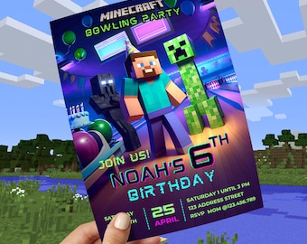 Premium Bowling Invitation Template, Editable Birthday Invitation Template, Boys Bowling Birthday Party Invites