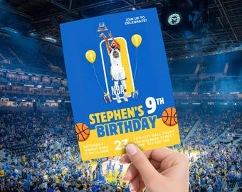 Editable Basketball Birthday Party Invitation Template, Basketball Player Birthday Invite, Custom Sports Kid Invitation