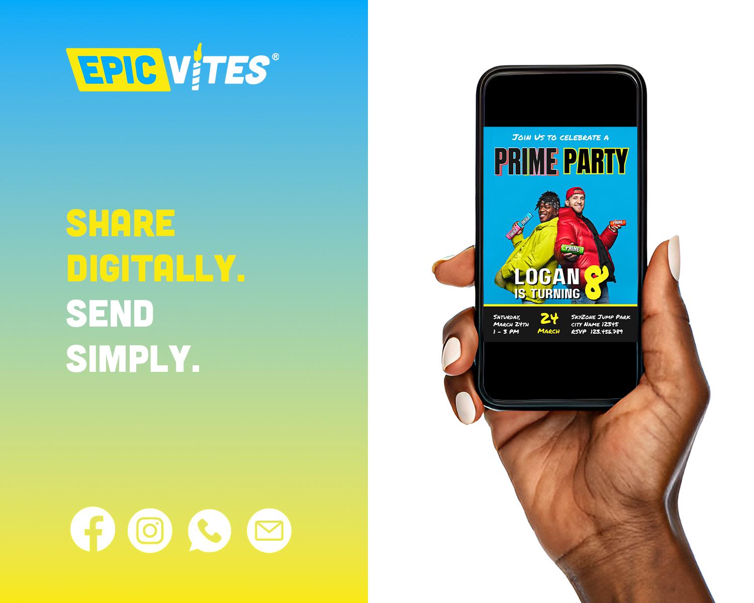 Editable Prime Party Invitation Template, Custom Boys Birthday Party ...