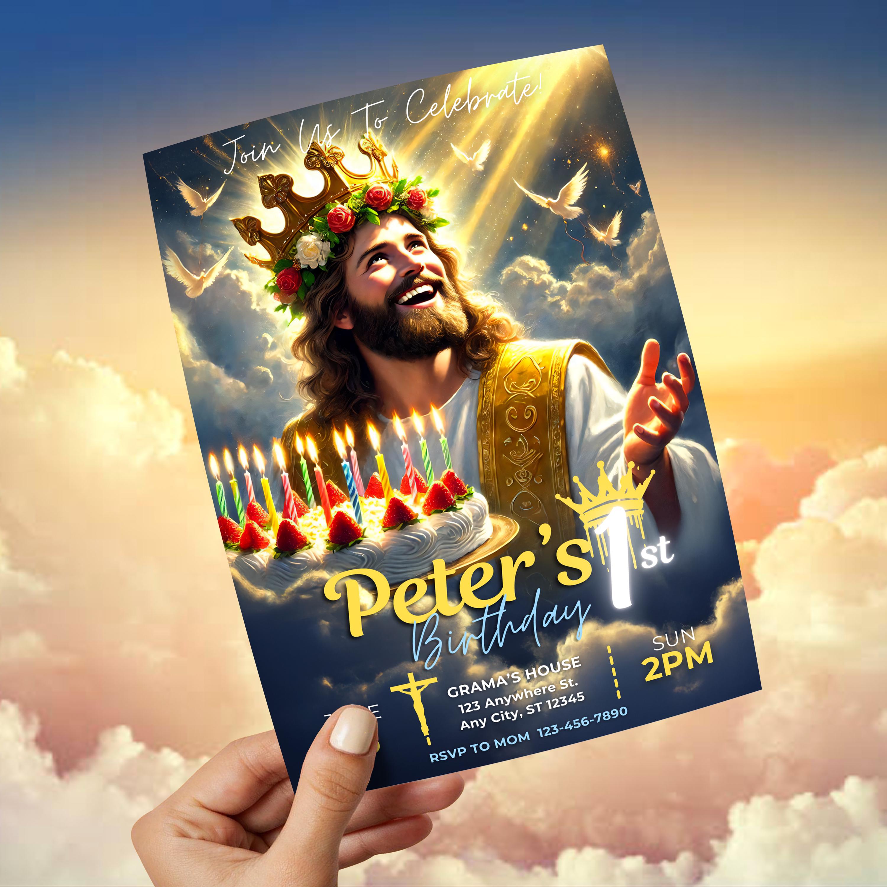 Premium Christian Party Invite, Baby Birthday Party Invitation