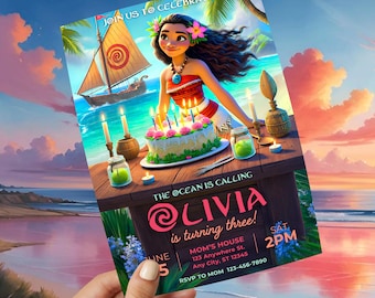 Premium Aloha Girl Invitation Template, Girl's Birthday Party Invites