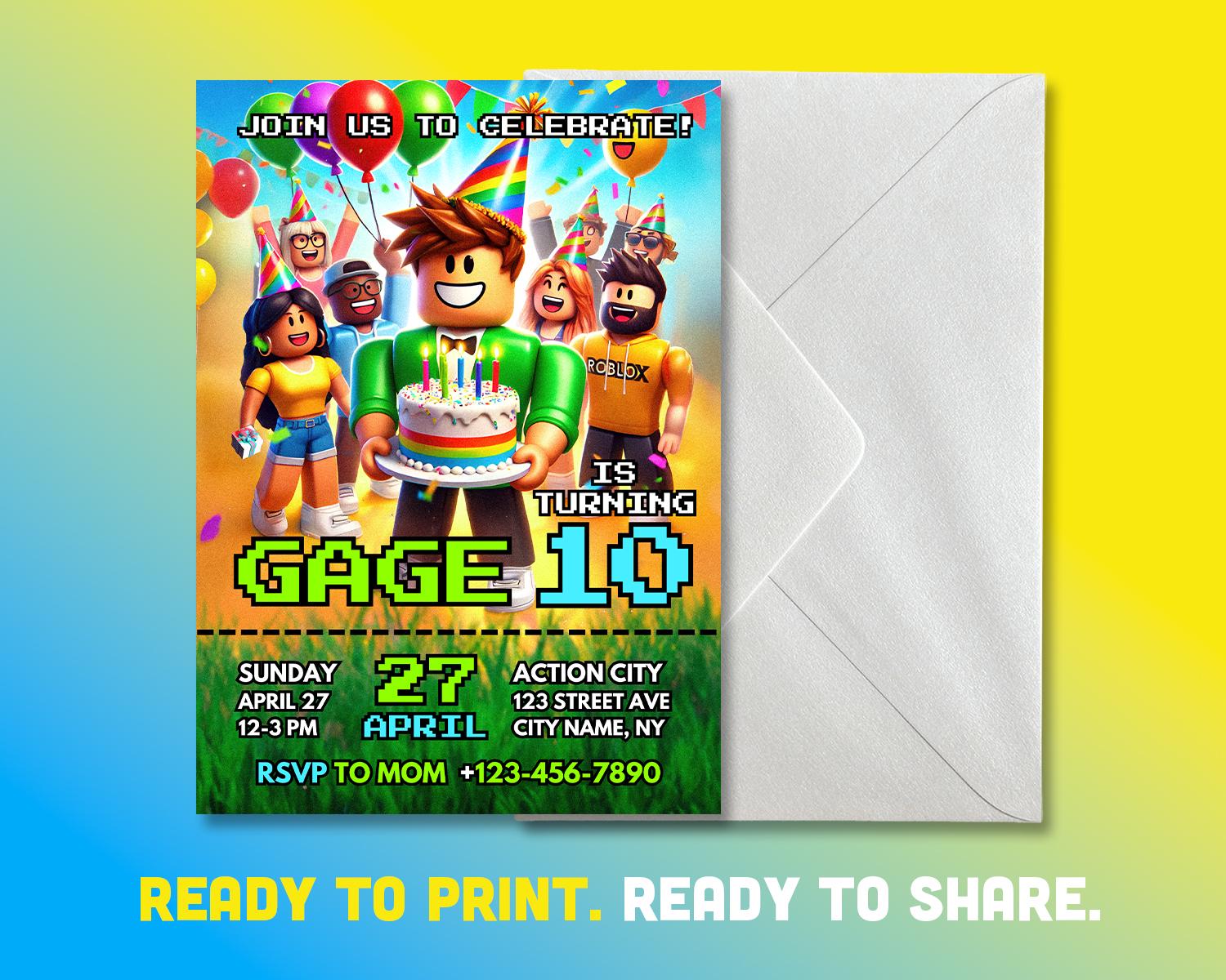 Roblox Party Canva Invite