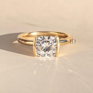 Square cushion Diamond Engagement Ring, 2 CT Cushion Cut Lab Grown Diamond Wedding Ring, Cushion Diamond Ring for Women, Certified Diamond