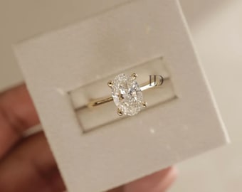 1 Carat IGI Certified Engagement ring, Oval Cut Lab Grown Diamond Solitaire Engagement Ring, 14k Yellow Gold ring, Oval diamond ring