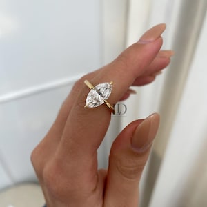 Floral Basket Marquise Cut Diamond Solitaire Engagement Ring, Wedding Ring, Cathedral Setting, 2 CT Lab Grown Diamond Ring for Women