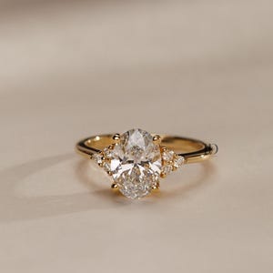 Vintage Oval Diamond Engagement Ring - Unique Rose Gold oval shape Wedding Ring - Cluster Dainty Promise Ring for Women by Lumeva diamonds