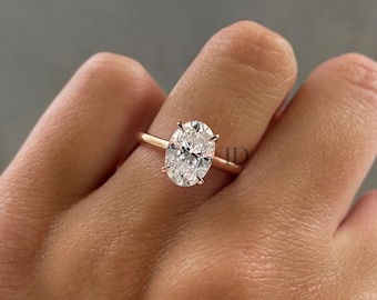 1.5 Carat E VVS2 Oval Lab Diamond Solitaire Ring in 14k Yellow Gold / Dainty Thin Engagement Ring / 18k Gold Minimalist Oval Diamond Ring