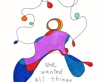 She wanted all things colorful. Art print by Rachel Awes.