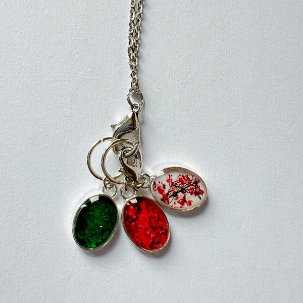 Stitch Marker Charm Necklace - Nature Photography - Silver