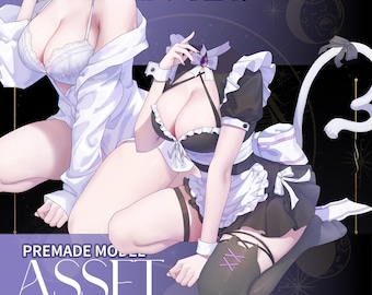 Ms Kitty/ Premade Live2d Outfit Assets / VTS