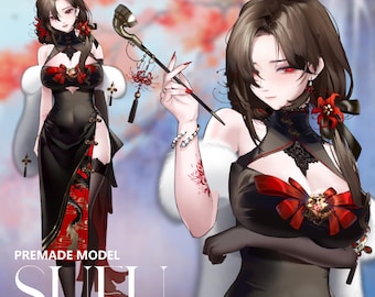 Sufu /Premade Vtuber Model/Fully Rigged 20+exp/ Anime UI pack