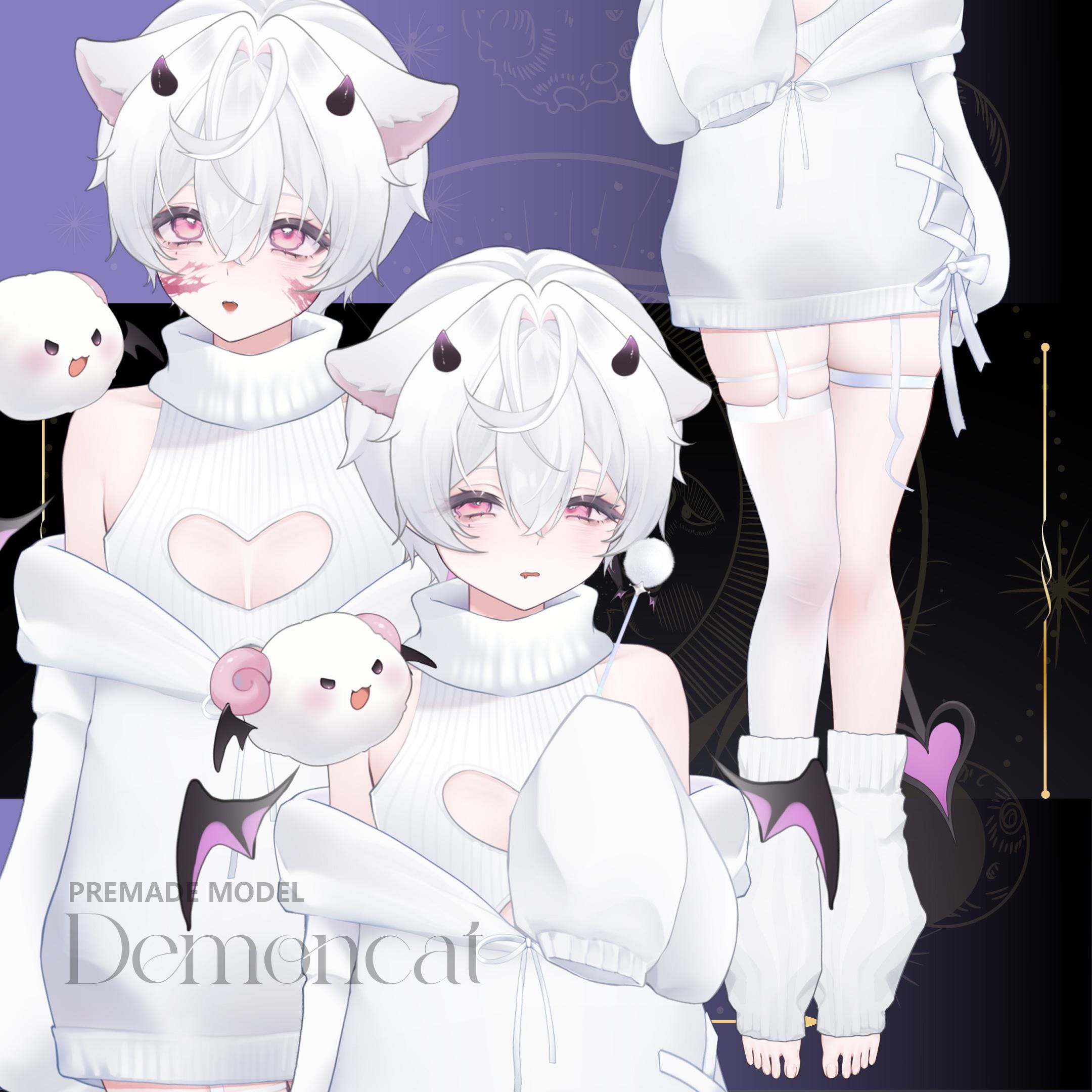 Demoncat/Modelo Vtuber pré-fabricado/Totalmente equipado 30+exp /