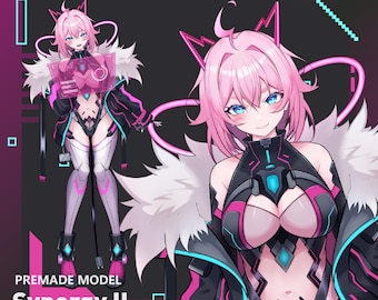 Synergy II/Premade Vtuber Model/Fully Rigged 12+exp / Head Asset with Anime