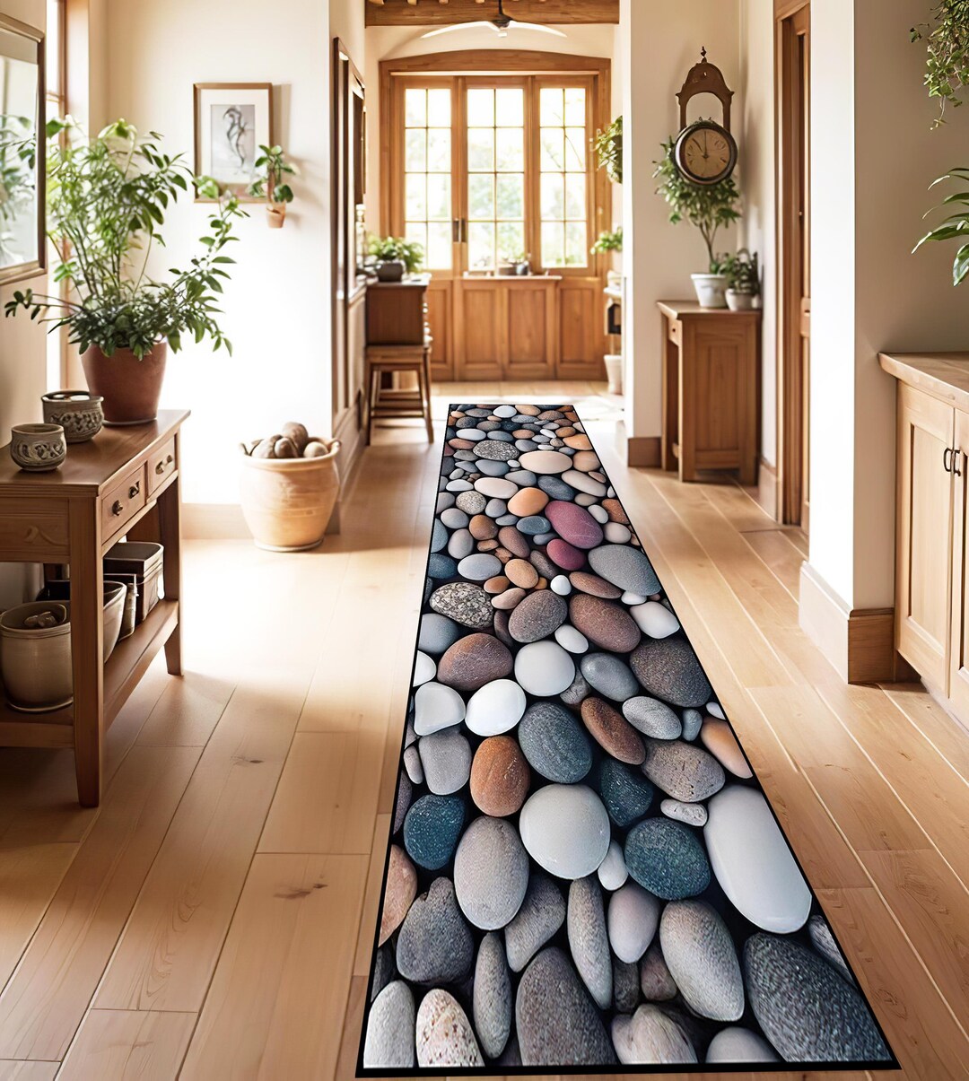 Colorful Stone Patterned Rug: 3D Pebble Print, Non-slip - Etsy