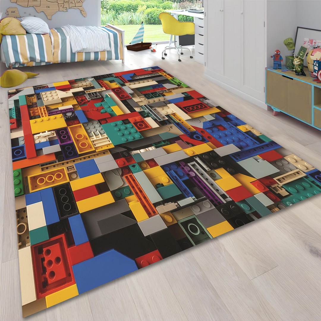 Building Play Room Rug Colorful Building Blocks Rug, Kids Playroom Decor - Etsy Australia