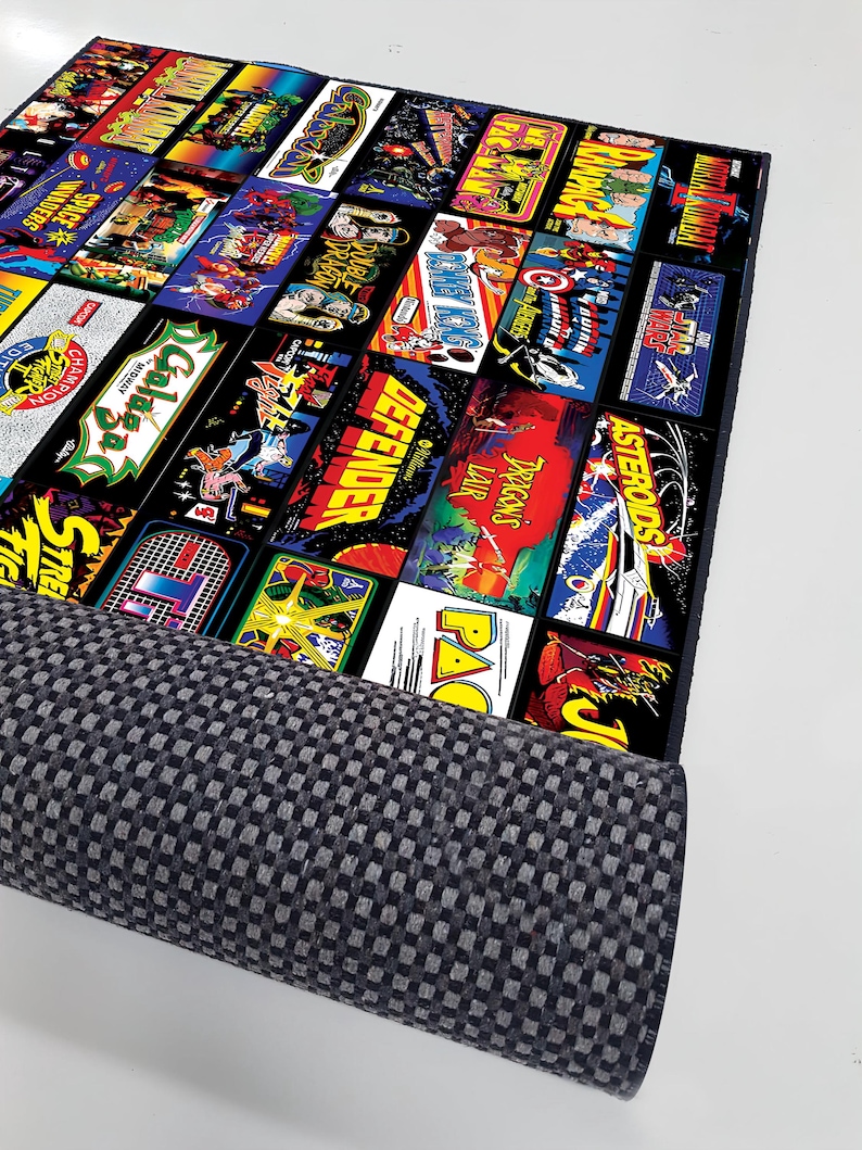 Game Pattern Rug Retro Arcade Game Rug,retro Game Rug,arcade Nostalgia, Colorful Gaming ...