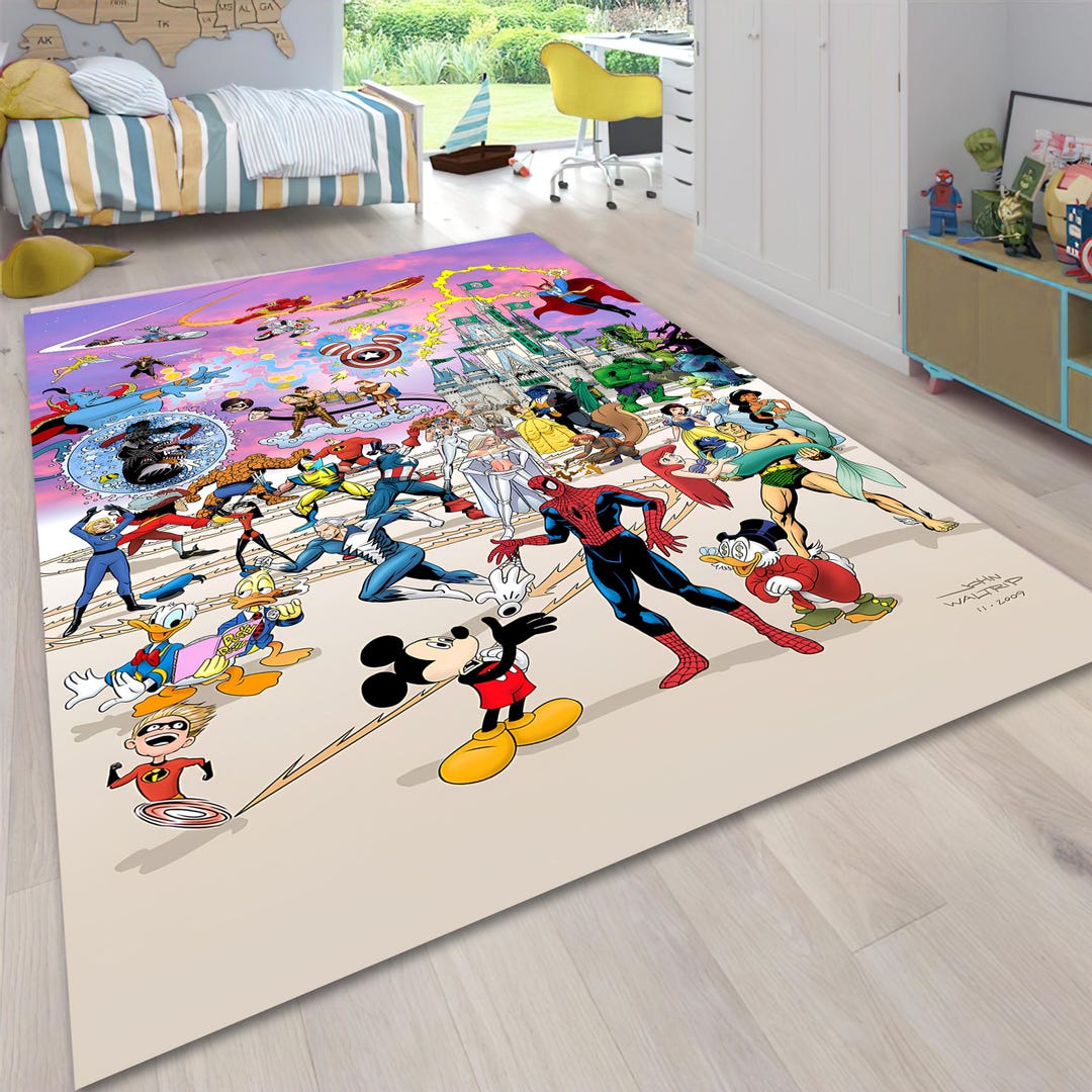Esty Rugs Characters Colorful Cartoon Character Area Rug, Kids Playroom Decor - Etsy