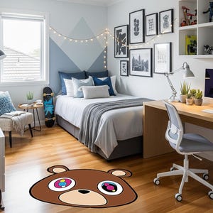 Kanye West Dropout Bear Rug,Kanye West Dropout Bear Tufted Rug Custom Anime Game Design Knitting Handmade Non-slip Area Rugs Home Decor